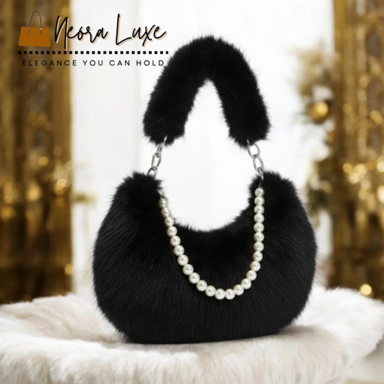 The Midnight Plush Faux-Fur Hobo (Onyx Black)