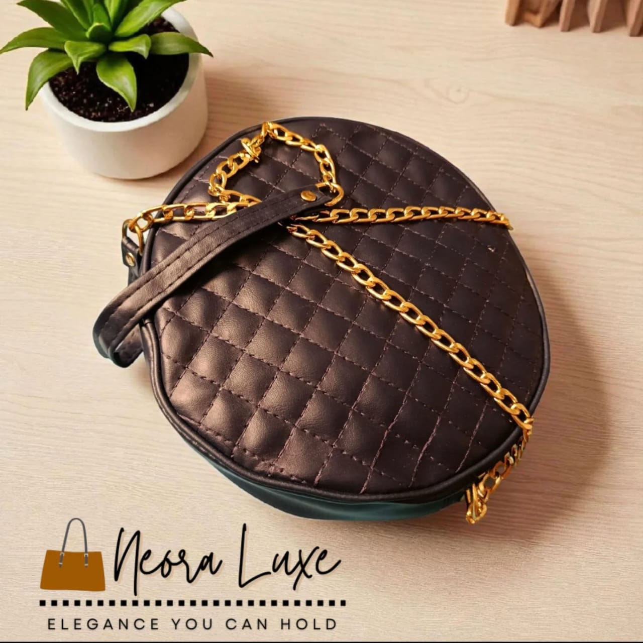 Blue Quilted Round Bag