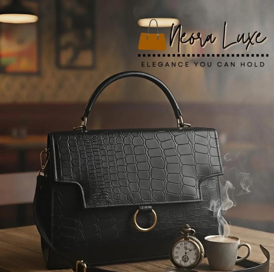 The Onyx Croc Satchel