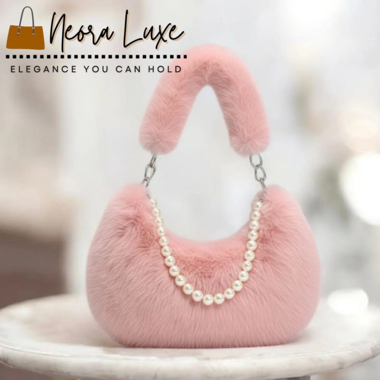 The Plush Coquette Faux-Fur Hobo (Blush Pink)